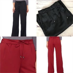 H. By Halston Pants Wide Leg Silky Charmeuse Black